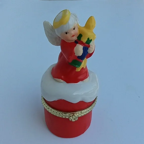Vintage Ceramic Angel Trinket Box - Picture 1 of 16